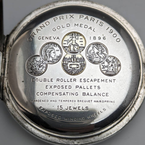 1915 年左右古董真力時懷錶銀面雕刻獵人 做工良好